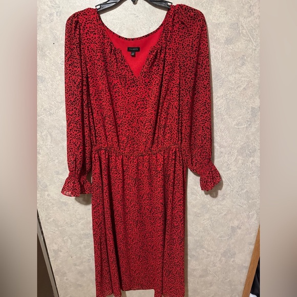 Talbots Dresses & Skirts - TALBOTS Red Black Leopard Print Lined Blouson Dress Size 10